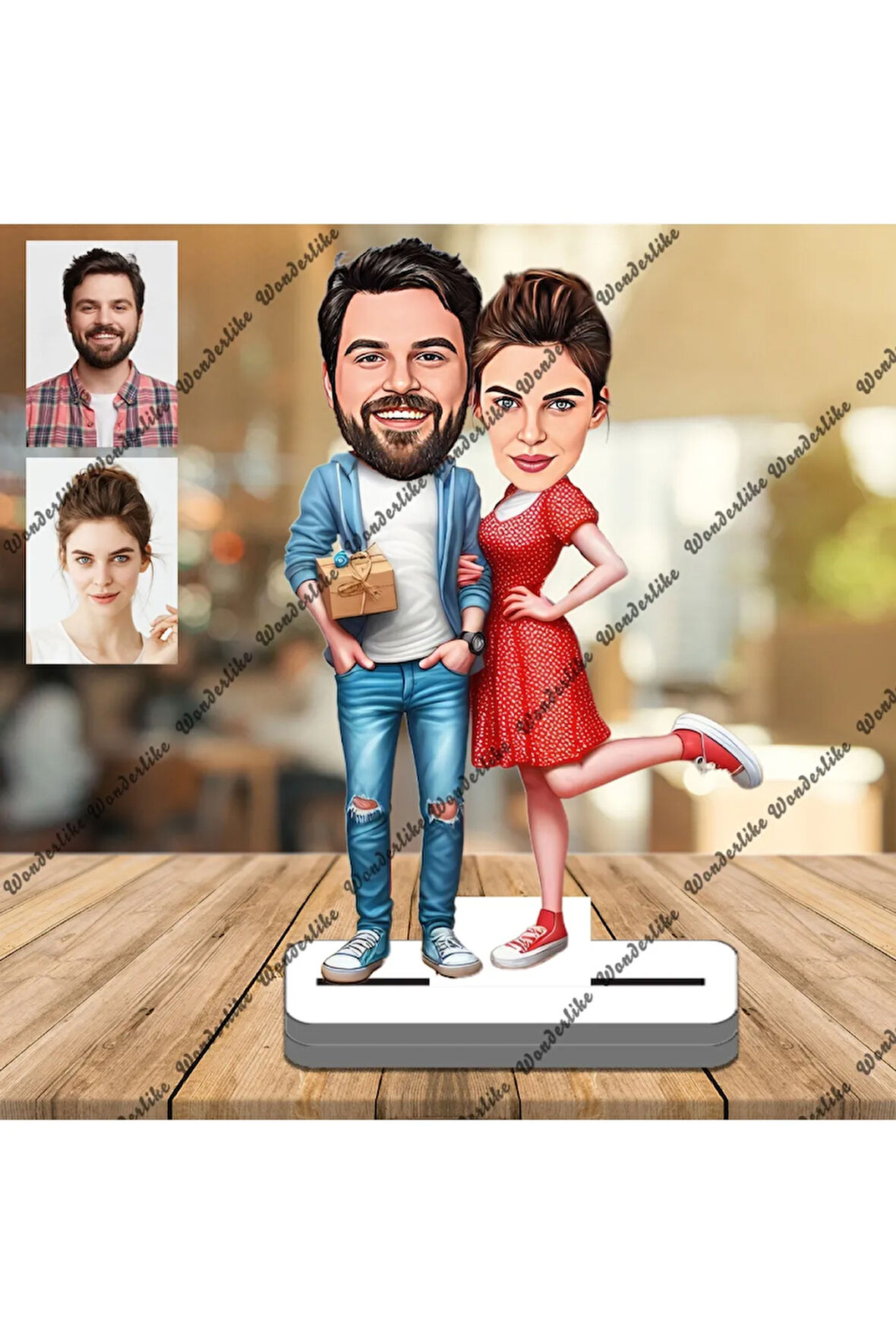 Çift Aile 3D Ahşap Biblo,Sevgiliye Hediye,Doğum Günü Hediyesi