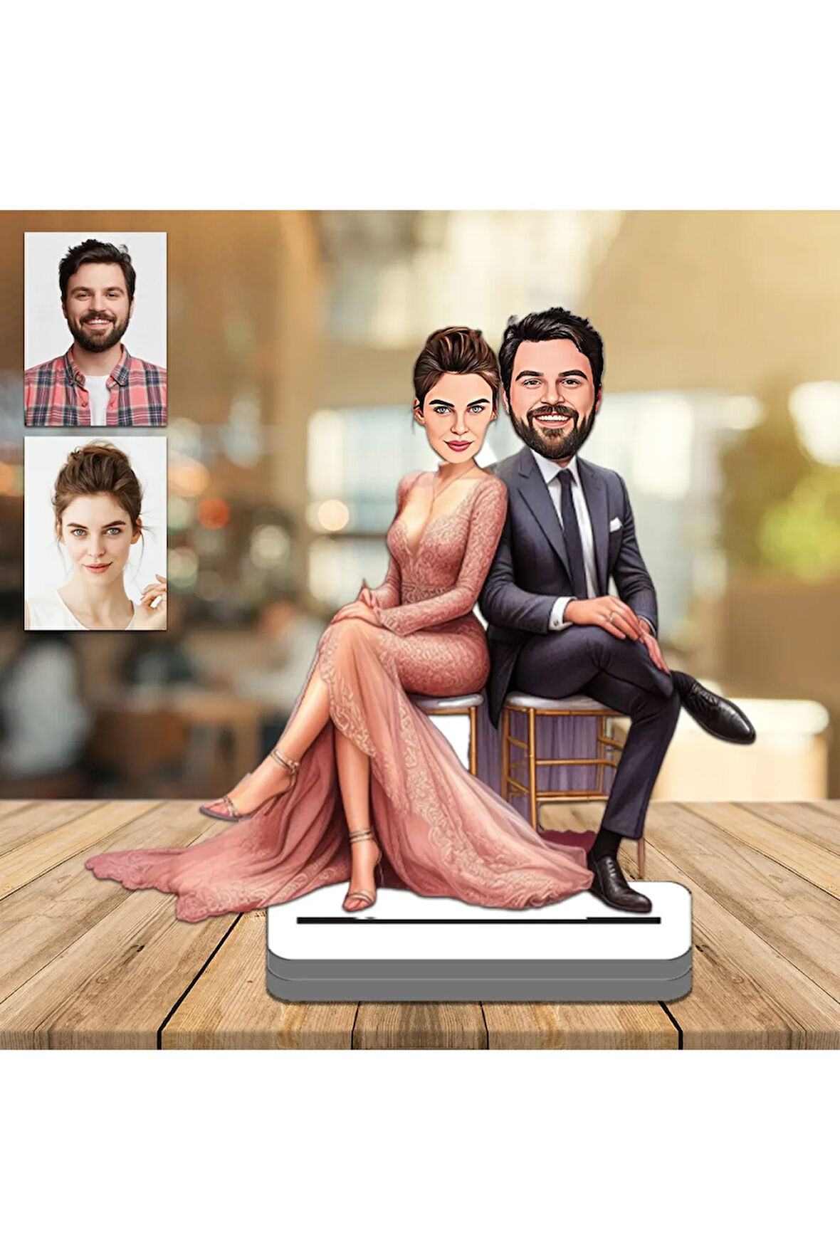 Karı Koca 3D Ahşap Biblo,Sevgiliye Hediye,Doğum Günü Hediyesi