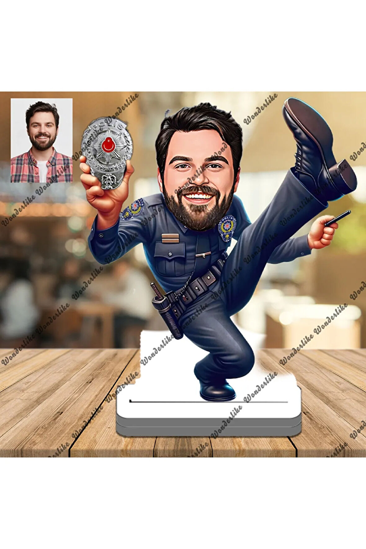 Bay Polis 3D Ahşap Biblo,Sevgiliye Hediye,Doğum Günü Hediyesi