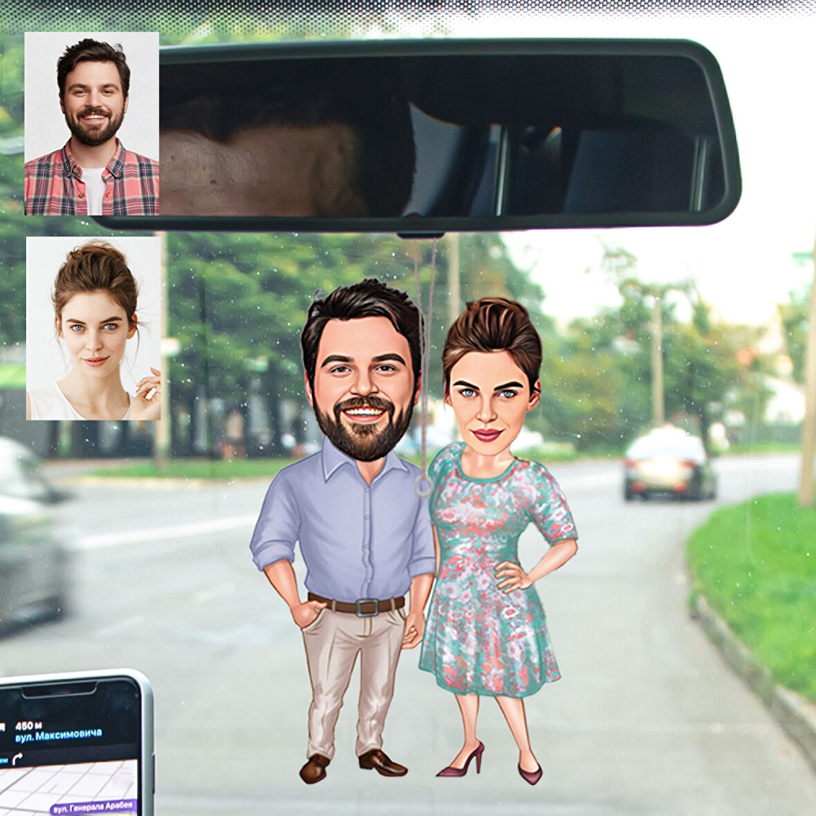 Kişiye Özel Evli Erkek Kadın Araba Dikiz Ayna Süsü