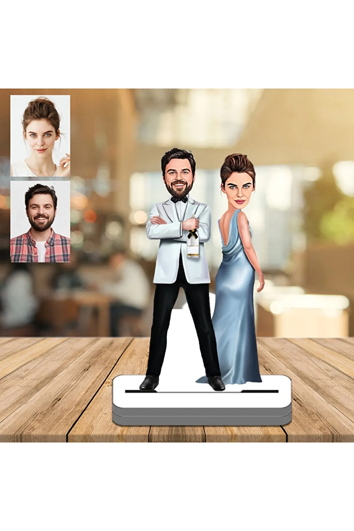 Gelin Damat 3D Ahşap Biblo,Sevgiliye Hediye,Doğum Günü Hediyesi