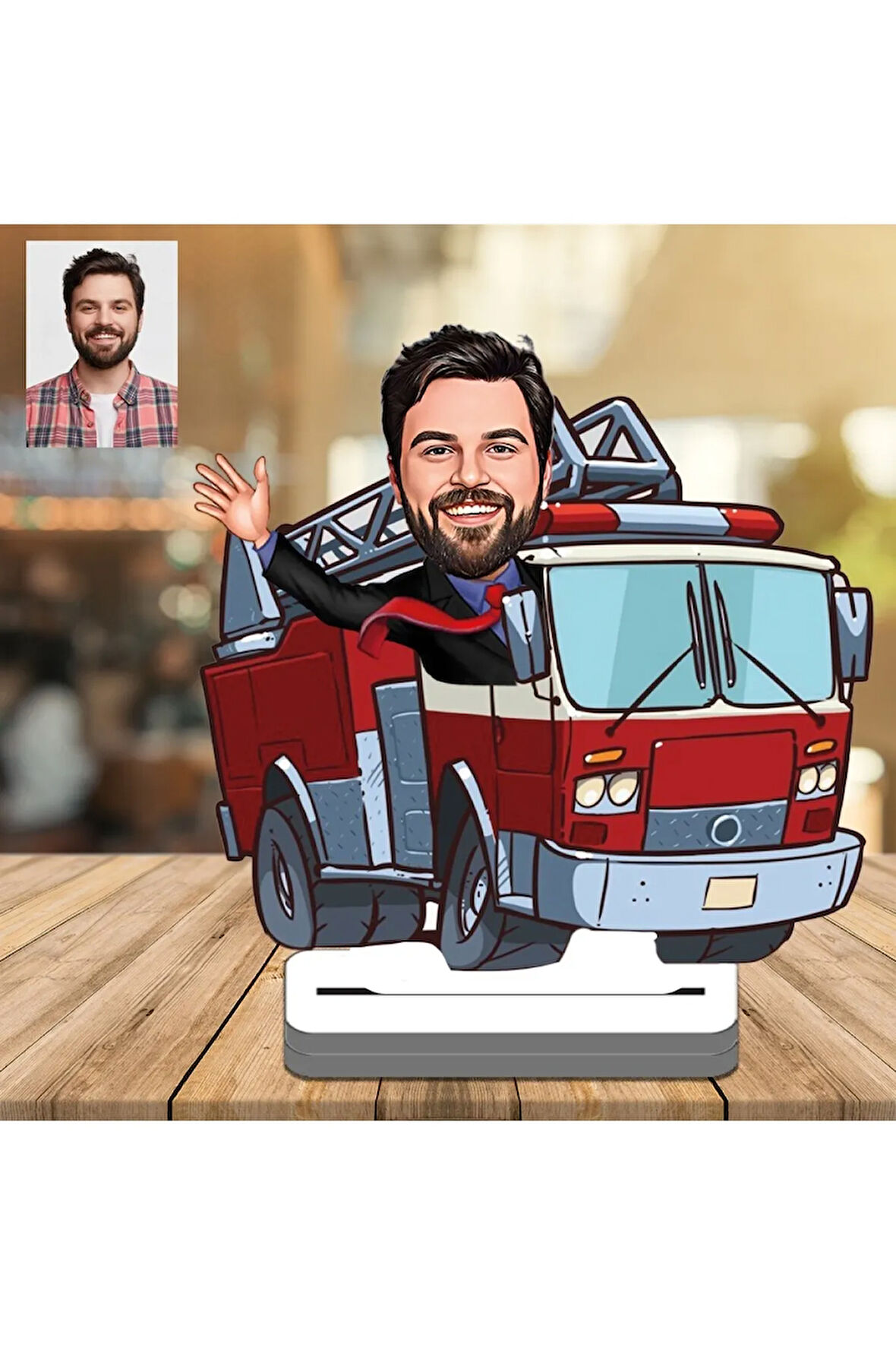 İtfaiye Şöförü 3D Ahşap Biblo,Sevgiliye Hediye,Doğum Günü Hediyesi