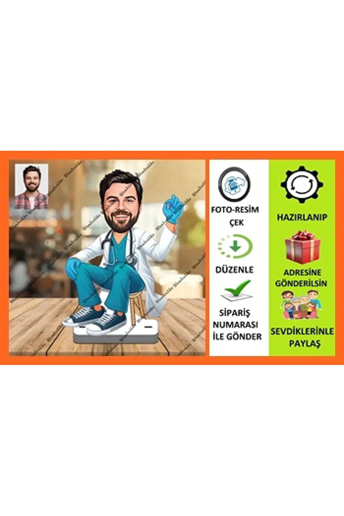 Sağlık Görevli Karikatür Biblo,Sevgiliye Hediye,Doğum Günü Hediy