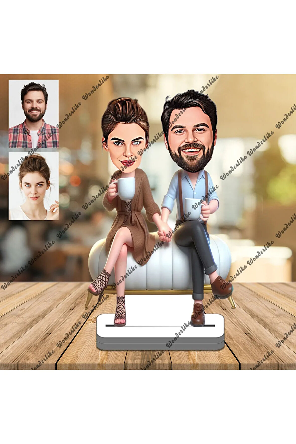 Mutlu Çift 3D Ahşap Biblo,Sevgiliye Hediye,Doğum Günü Hediyesi