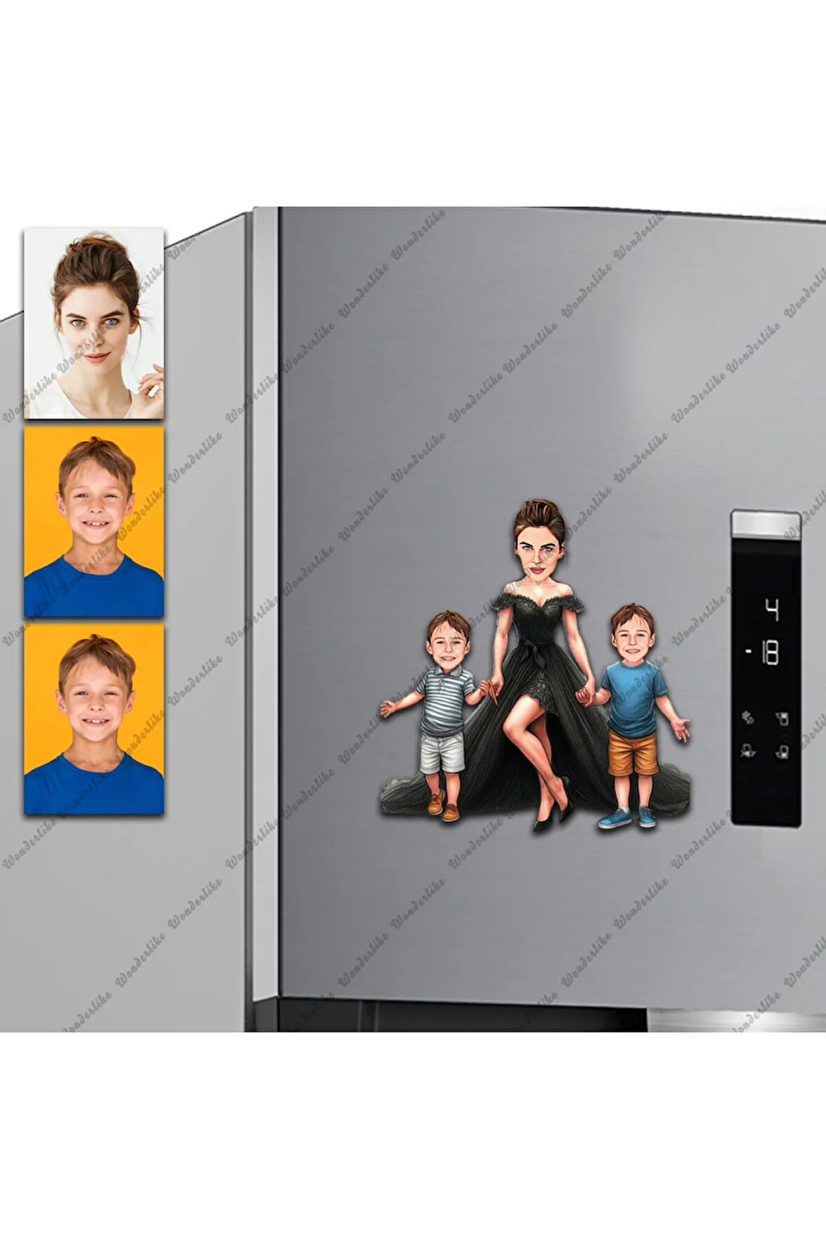Anne Ve Çoçukları Tasarımlı Buzdolabı Magneti/Resim Gönder Magnet Olsun