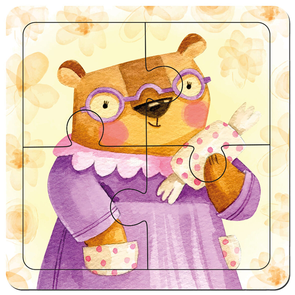 Anne Ayıcık İlk Puzzlem Çocuklar İçin Eğitici-Öğretici Ahşap Oyuncak 3 Parça