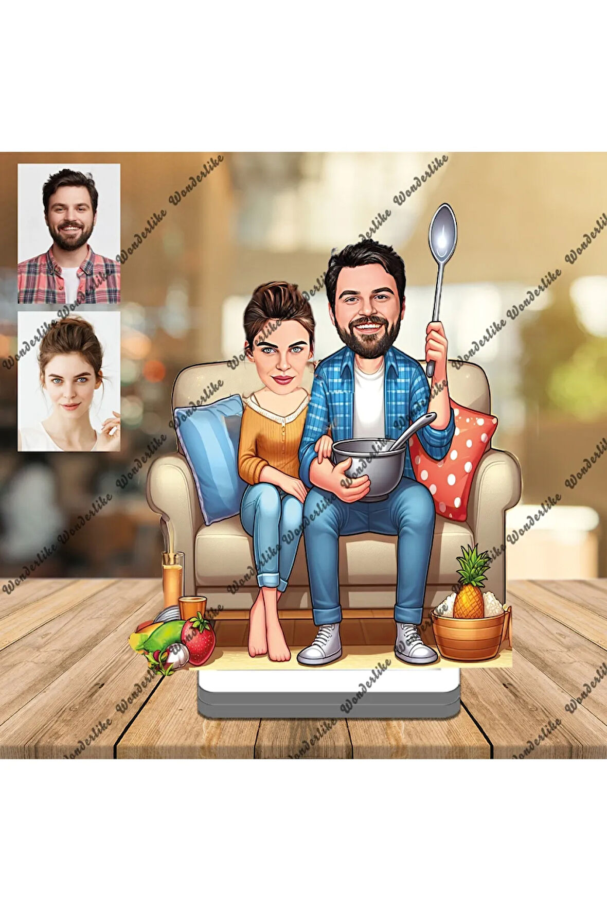 Gurme Aile 3D Ahşap Biblo,Sevgiliye Hediye,Doğum Günü Hediyesi