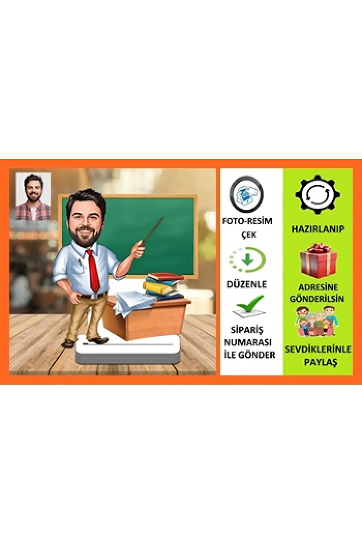 Bay Öğretmen Karikatür Biblo,Sevgiliye Hediye,Doğum Günü Hediyesi