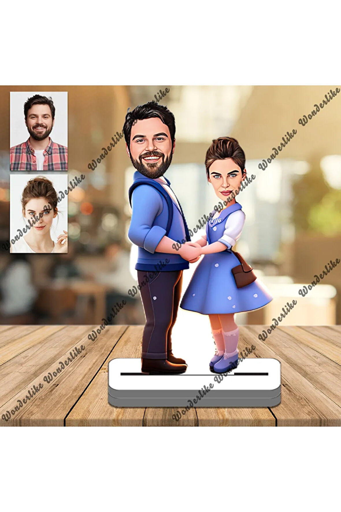 Eş Arkadaş-Sevgili 3D Ahşap Biblo,Sevgiliye Hediye,Doğum Günü Hediyesi