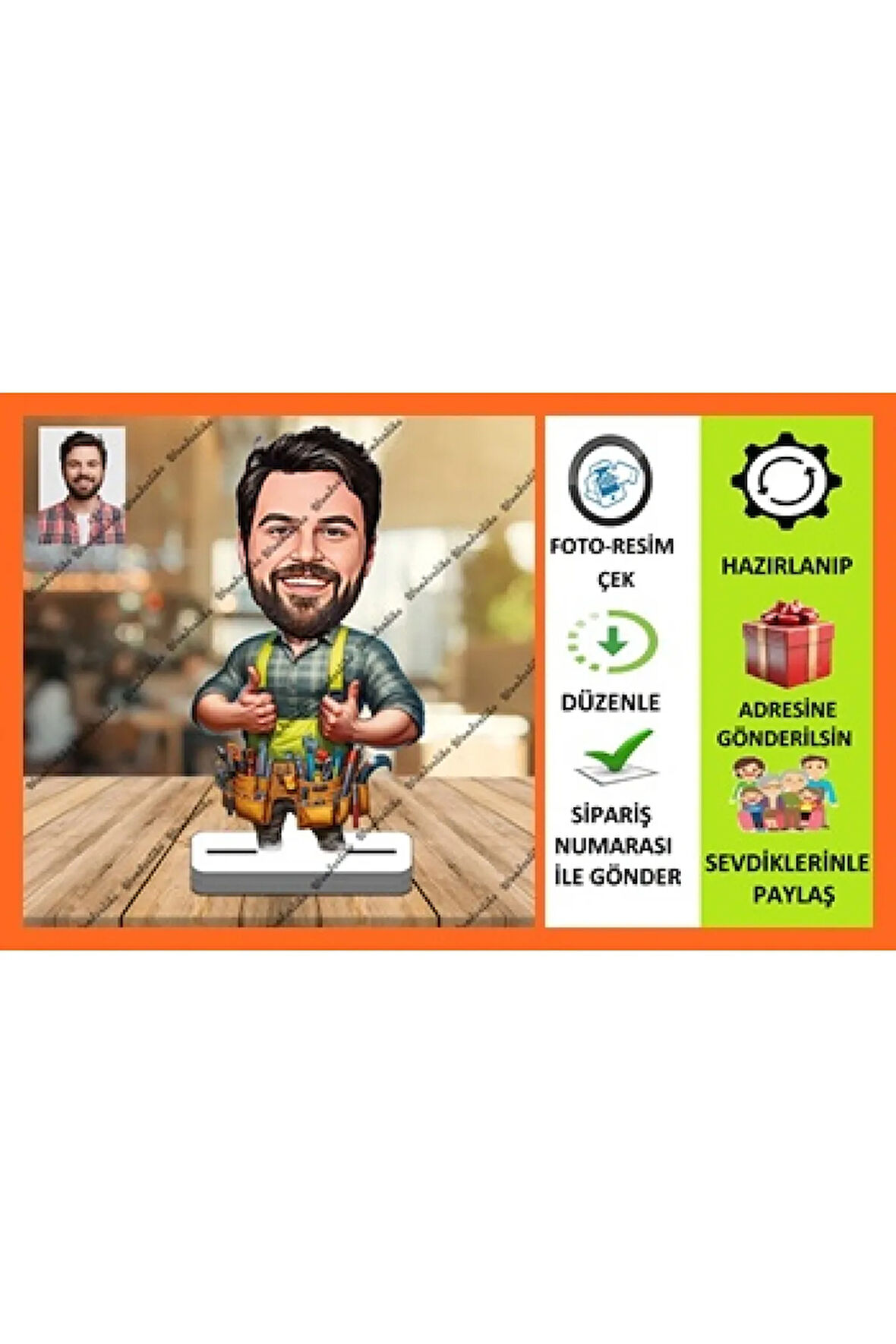 Tesisat Ustası Karikatür Biblo,Sevgiliye Hediye,Doğum Günü Hedi