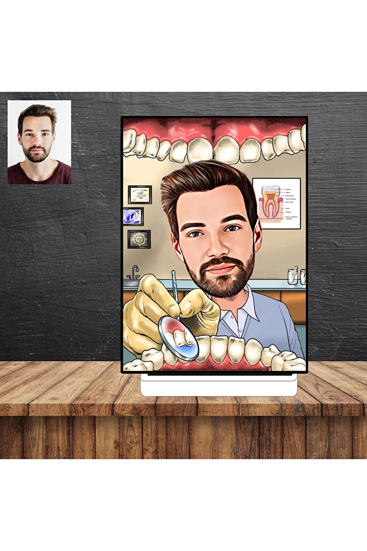 Diş Doktoru Dentist Karikatür Figürü,Sevgiliye Hediye,Doğum Günü Hediyesi