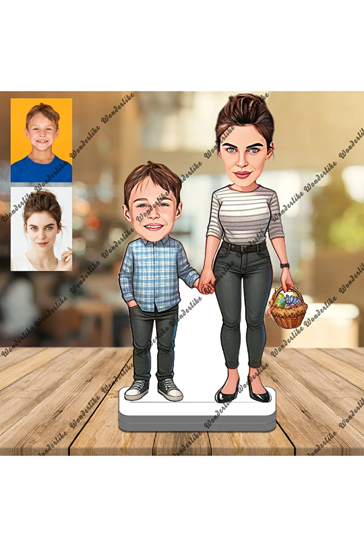 Anne-Çoçuk 3D Ahşap Biblo,Sevgiliye Hediye,Doğum Günü Hediyesi