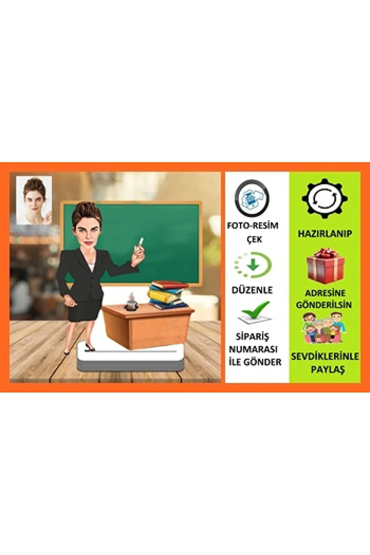 Öğretmen2 Karikatür Biblo,sevgiliye Hediye,doğum Günü Hediyesi