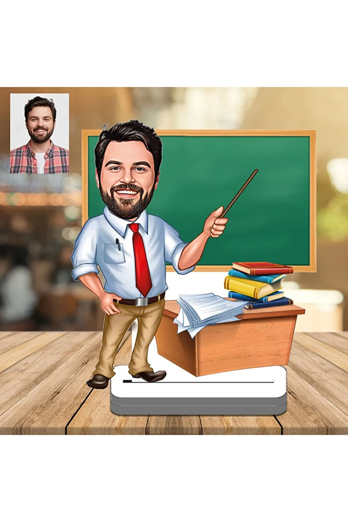 Bay Öğretmen 3D Ahşap Biblo,Sevgiliye Hediye,Doğum Günü Hediyesi