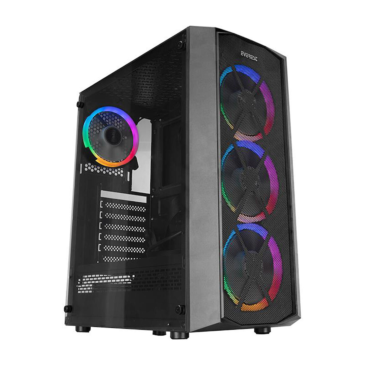 EVEREST FLAT MESH PSU YOK 4X120MM RGB FANLI TEMPERED GLASS GAMING KASA 