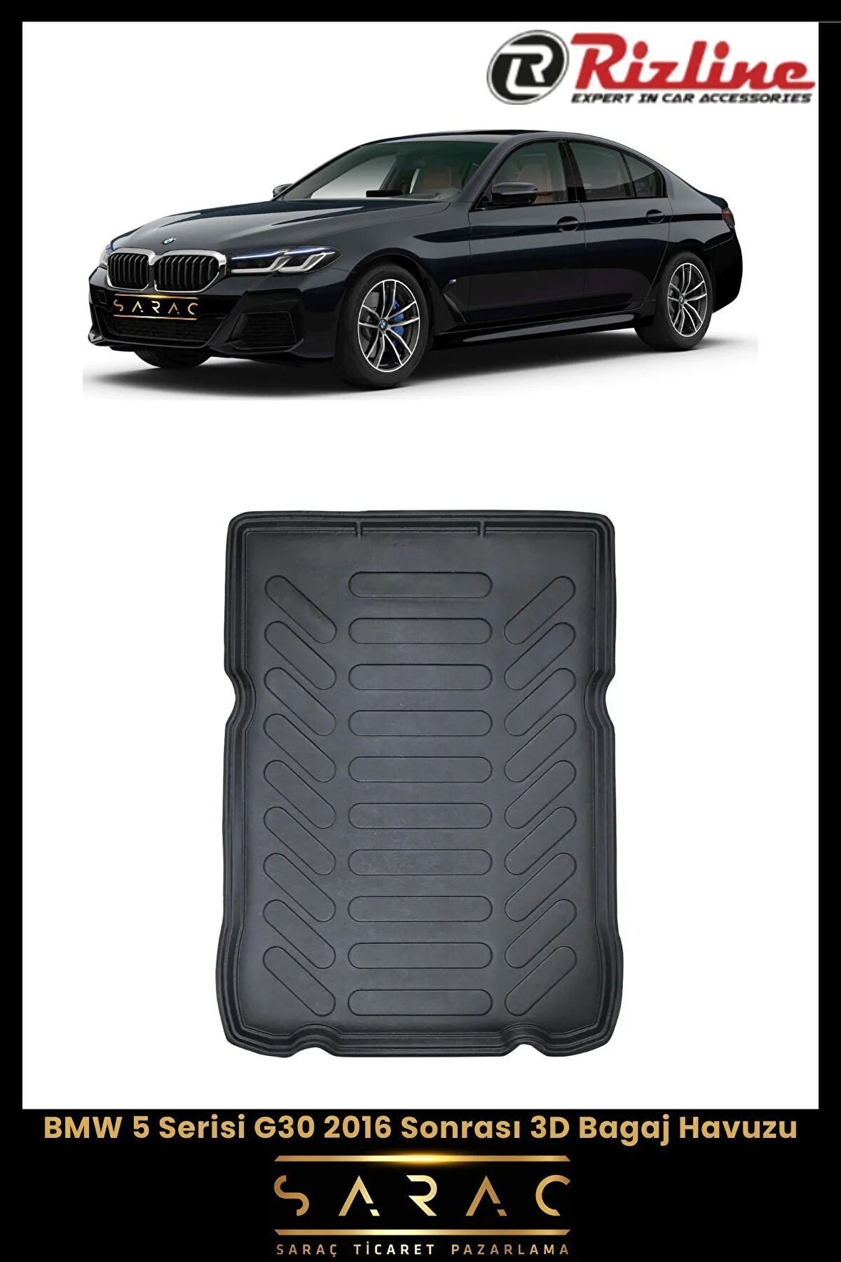 Rizline BMW 5 Serisi Sedan G30 Benzin/Dizel 2017 Model 3D Bagaj Havuzu