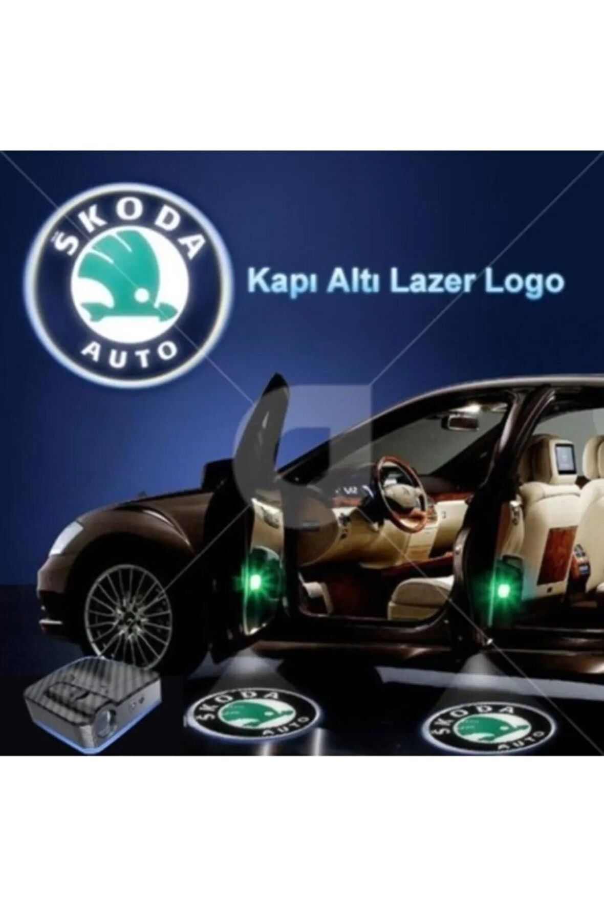 Skoda Kapı Altı Logo Kapı Altı Led Mesafe Sensörlü Pilli Yapıştırmalı Yeni Nesil