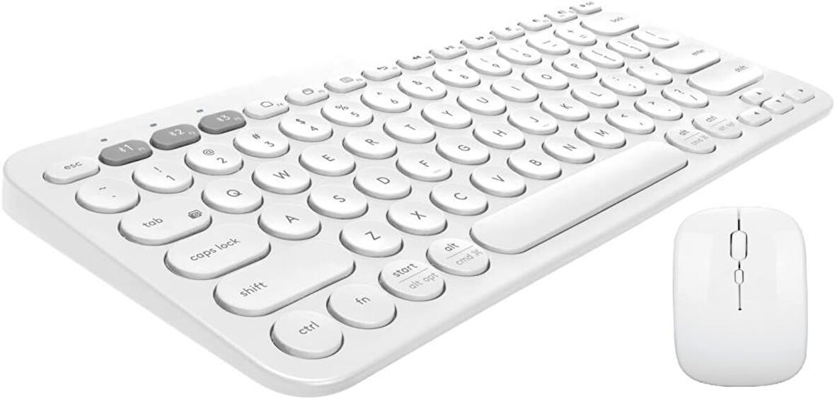 Huawei MatePad SE (2024) 11" Uyumlu Kablosuz Bluetooth Pilli Klavye Mouse Seti - Beyaz