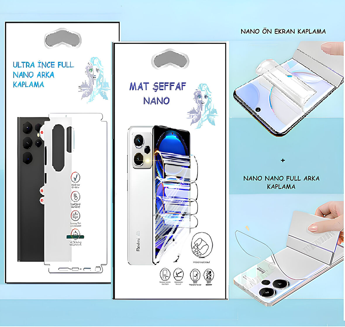 General Mobile GM8 - NANO Ekran Koruyucu MAT Şeffaf  + NANO Arka Kaplama SET Ultra İnce Esnek