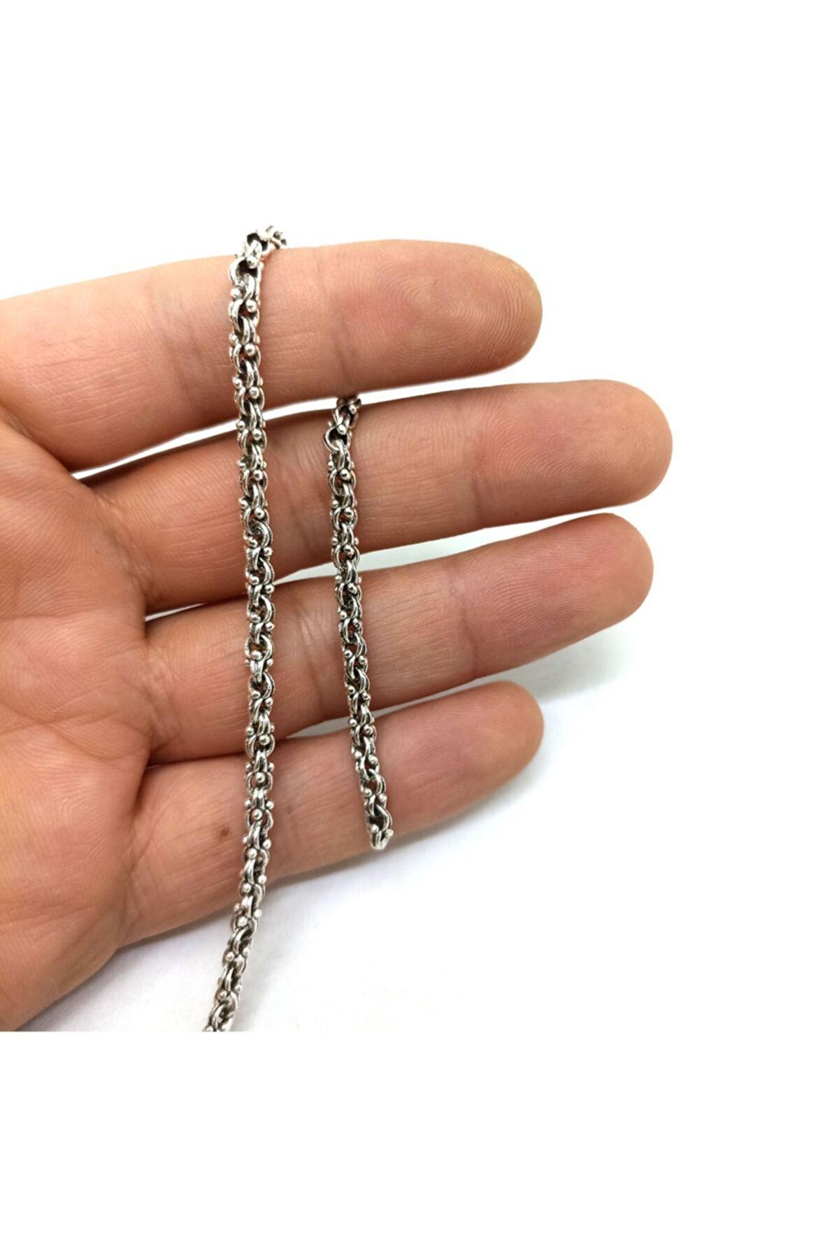 50 Cm - Süper Kalite Arnavut Zincir Tesbih Püskülü Kolye Yapım Zinciri