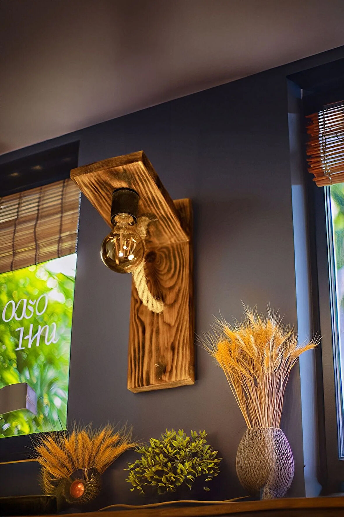 Aplik Ahşap Aplik Duvar Lambası Cafe Otel Restoran Oturma Odası Yatak Odası Dekoratif İskandinav