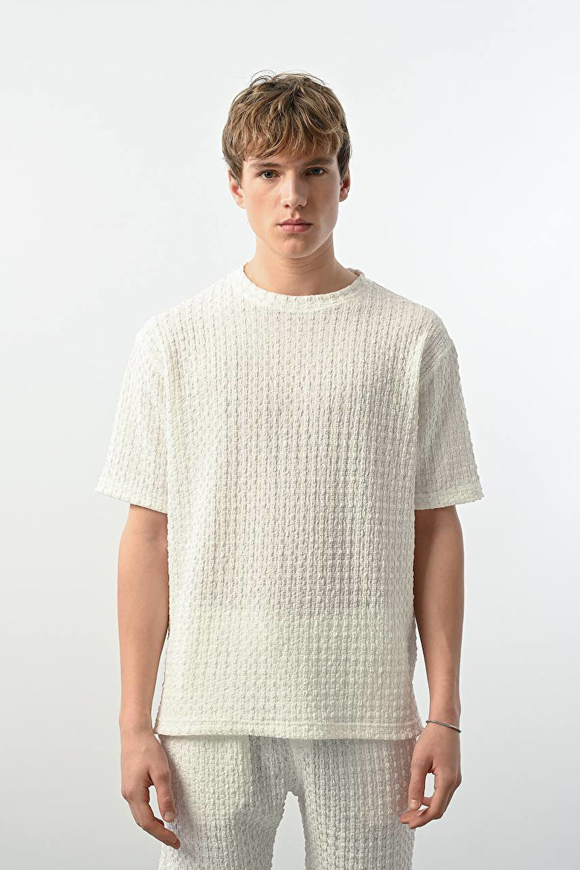 Bisiklet Yaka Dokulu Erkek T-Shirt