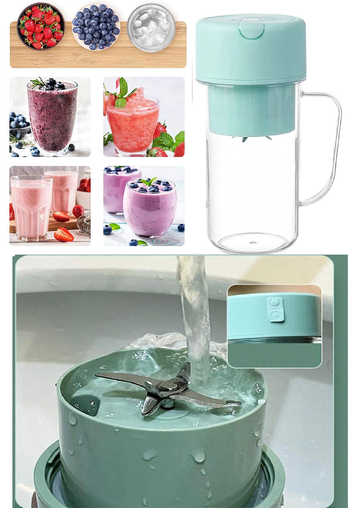 Periboia Şarjlı Taşınabilir Pipetli Bardak Blender 420 ML Smoothie Milkshake Meyve Mama Karıştırıcı Mikser