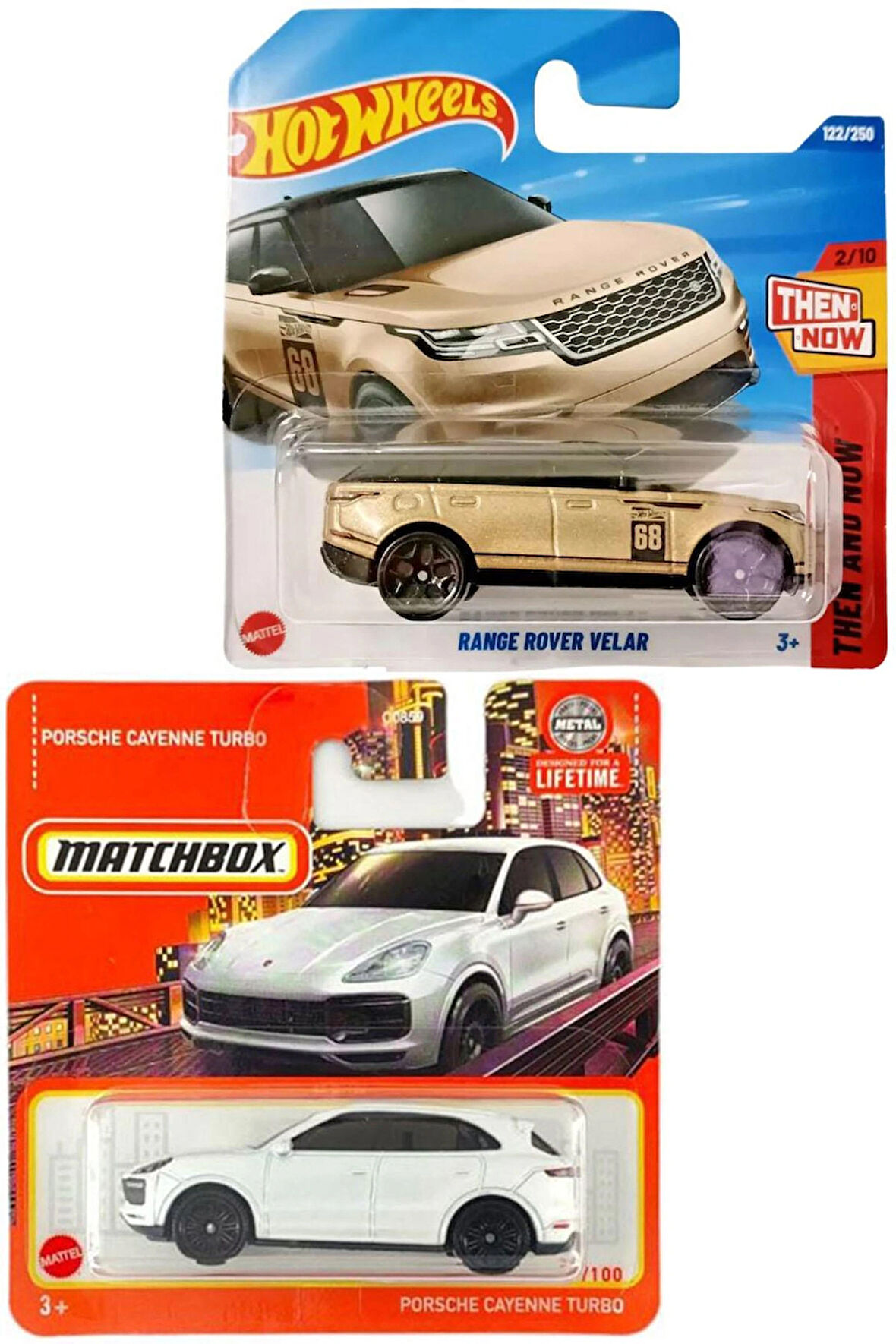 2 Araç Set - Matchbox Porsche Cayenne Turbo & Hot Wheels Range Rover Velar (1/64)
