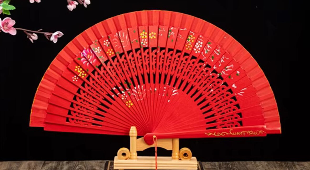 Kırmızı İspanyol Yelpaze Bambu, Çift Taraflı