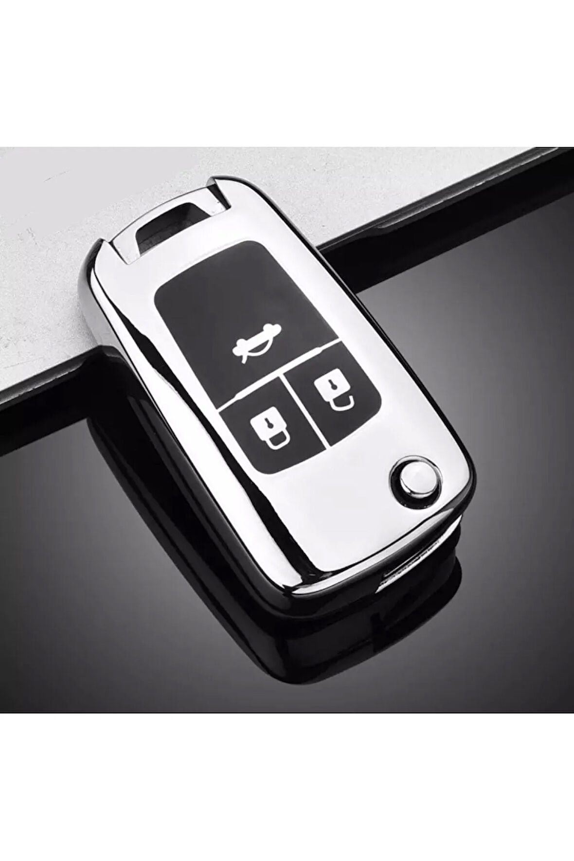 Chevrolet Captiva Parlak Anahtar Kılıfı Gümüş Renk