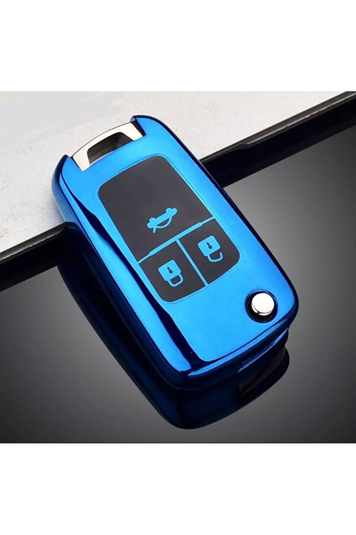 Chevrolet Cruze Parlak Anahtar Kılıfı Mavi Renk