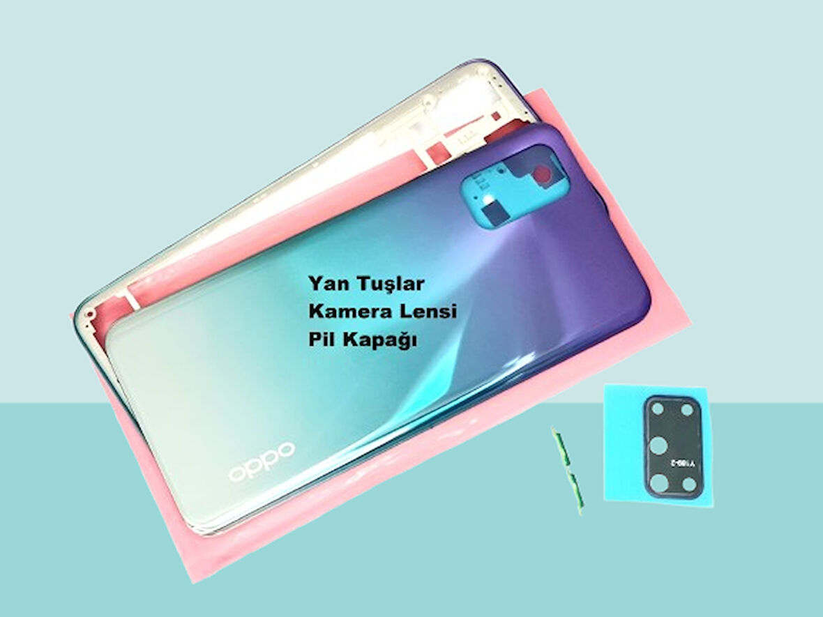 Tkgz - Oppo A52 FULL KASA Arka Kapak Batarya Kapağı - MAVİ