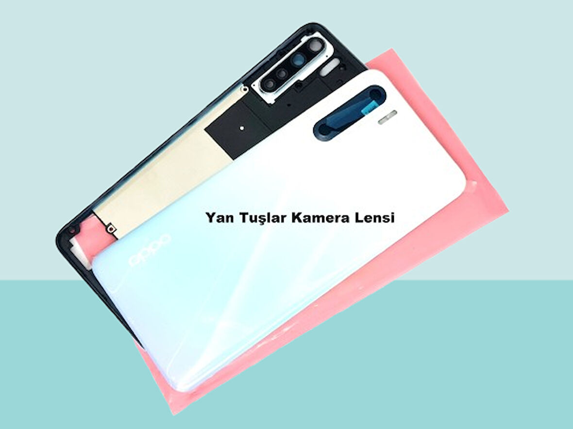 Tkgz - Oppo A91 ORJ FULL KASA Arka Kapak Batarya Kapağı - BEYAZ