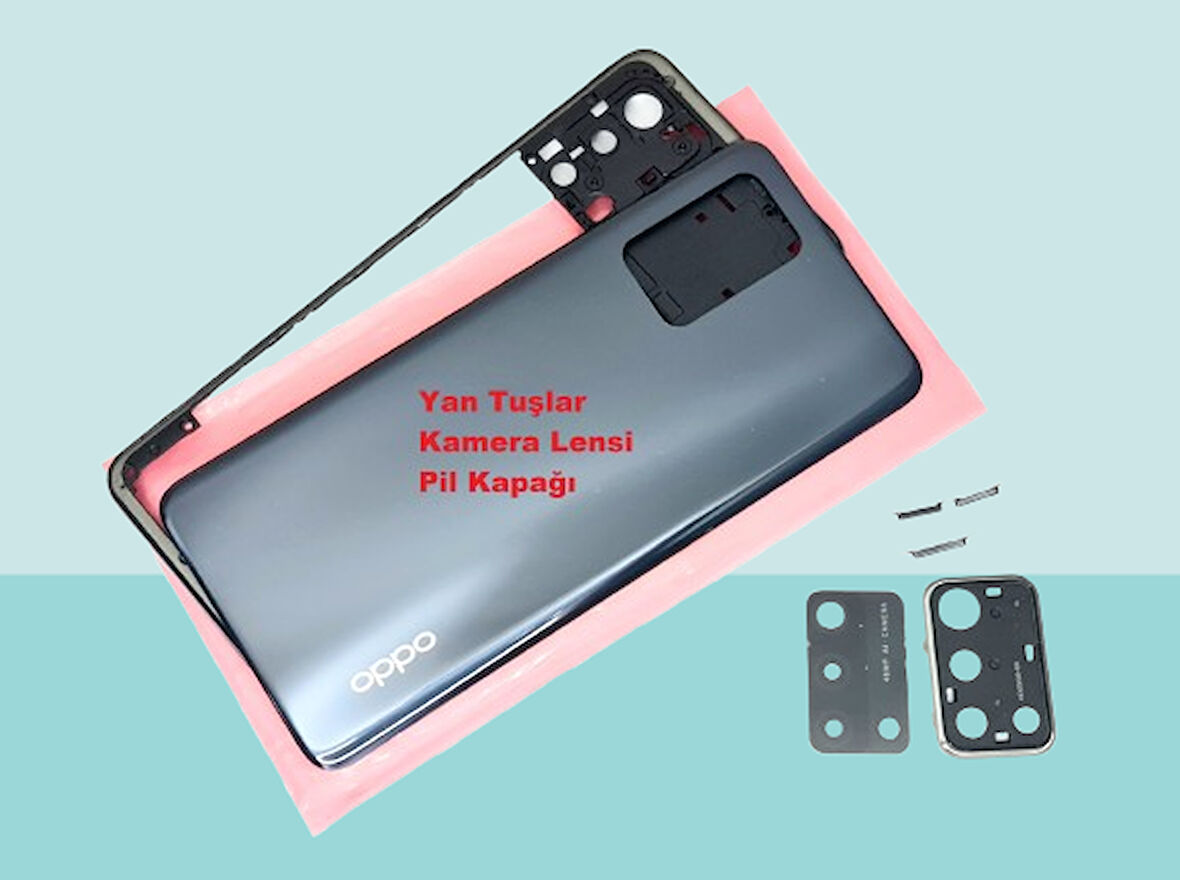 Tkgz - Oppo A74 FULL KASA Arka Kapak Batarya Kapağı - SİYAH