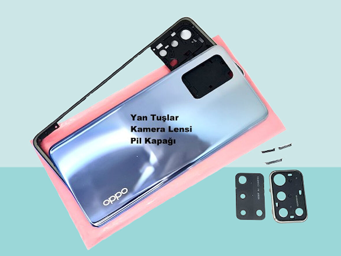 Tkgz - Oppo A74 FULL KASA Arka Kapak Batarya Kapağı - MAVİ