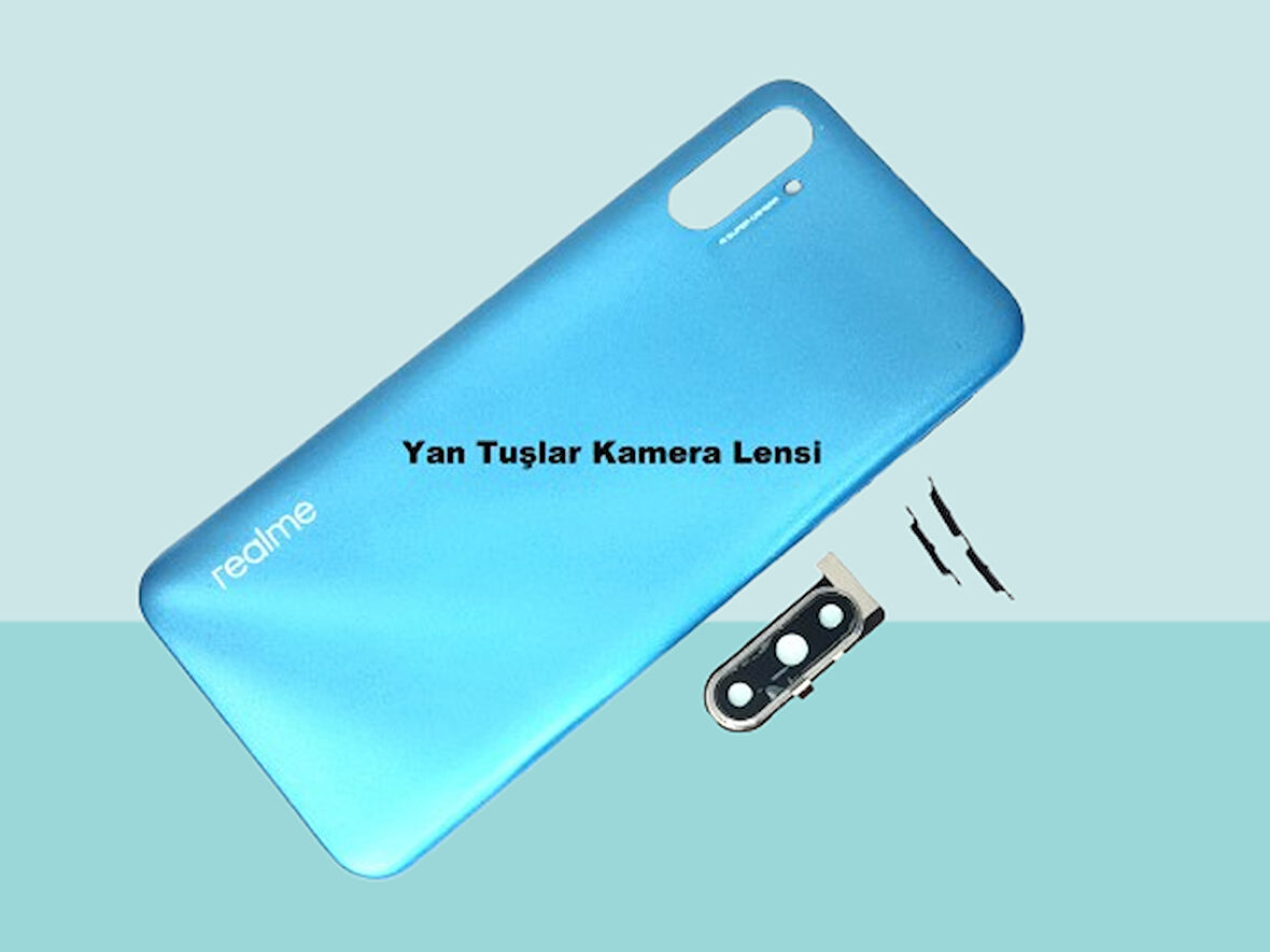 Tkgz - Oppo Realme C3İ FULL KASA Arka Kapak Batarya Kapağı - MAVİ