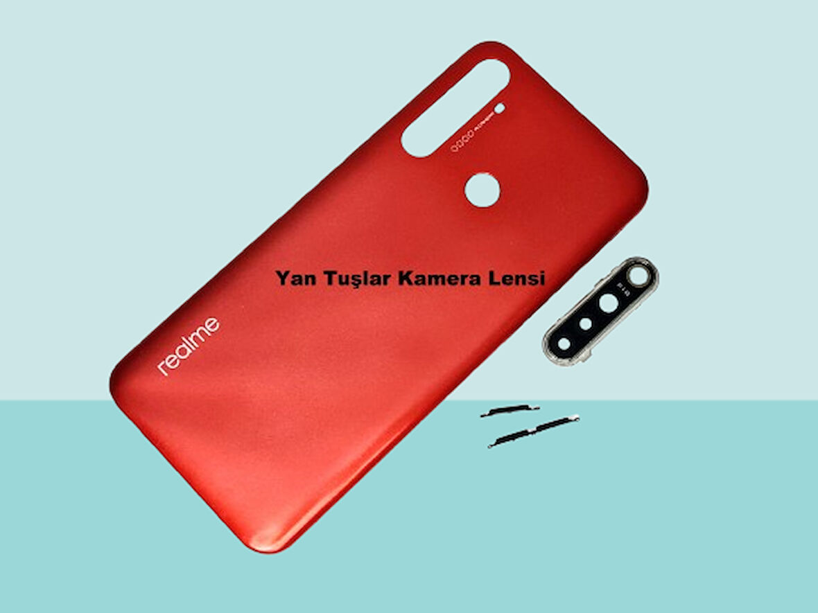 Tkgz - Oppo Realme 5İ FULL KASA Arka Kapak Batarya Kapağı - KIRMIZI