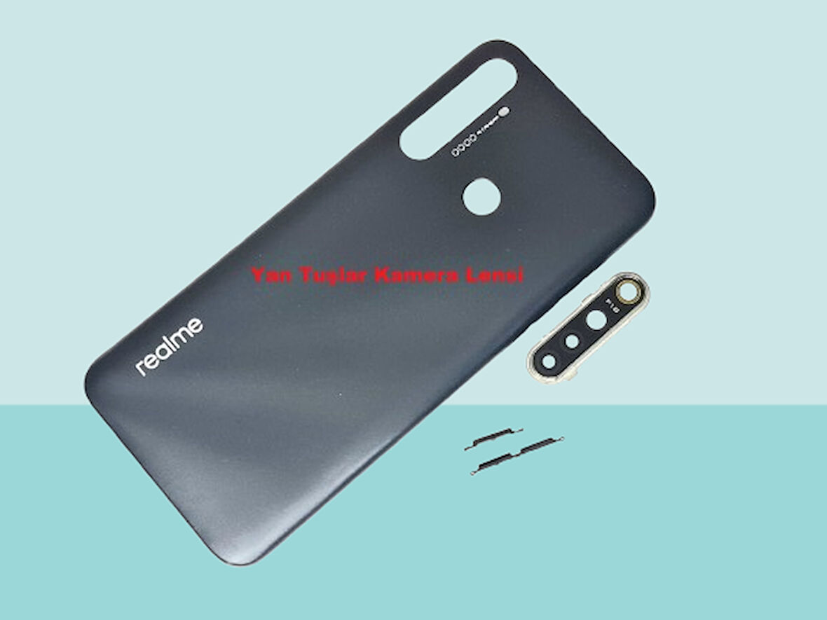 Tkgz - Oppo Realme 5İ FULL KASA Arka Kapak Batarya Kapağı - SİYAH