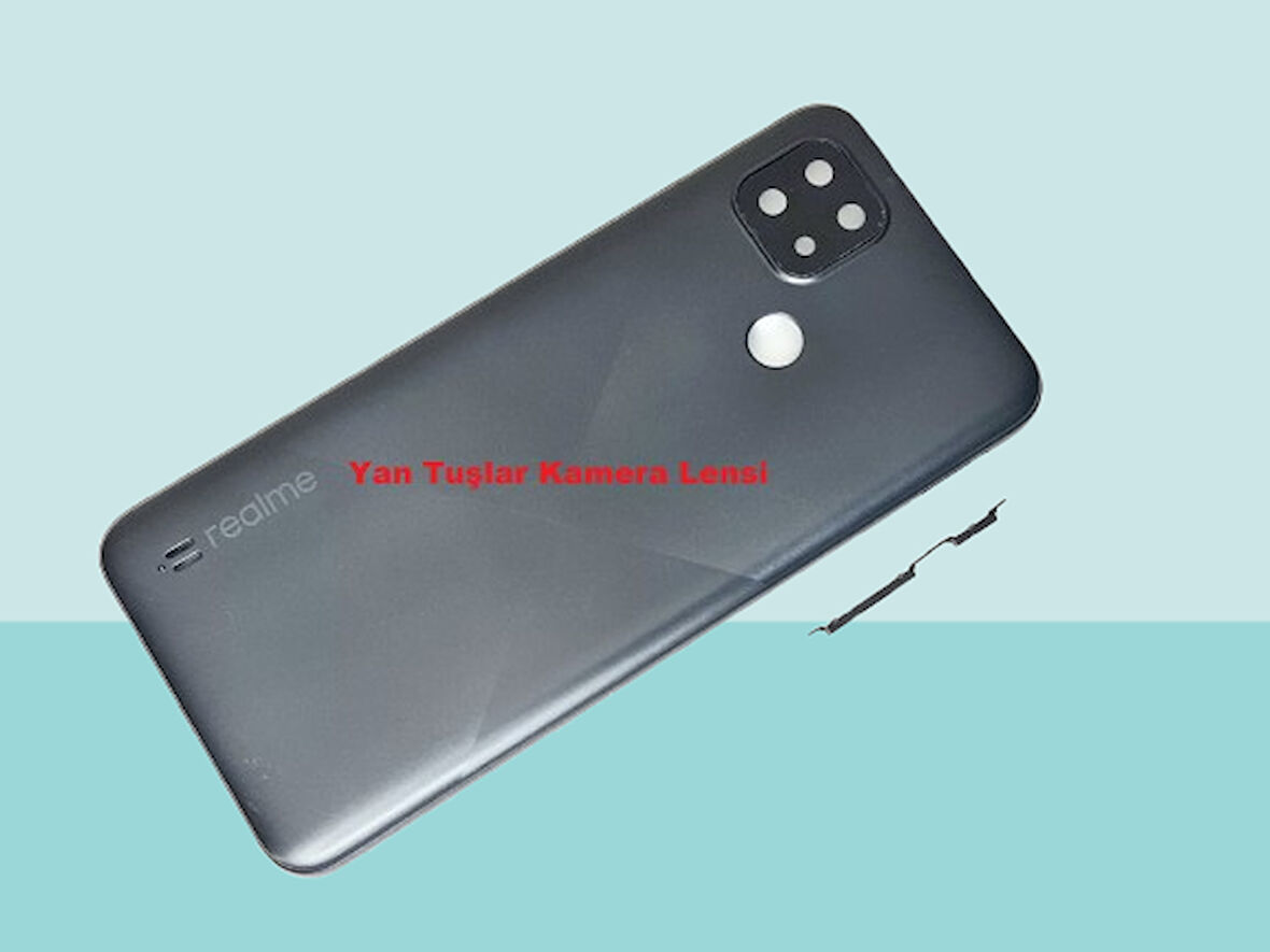 Tkgz - Oppo Realme C21 FULL KASA Arka Kapak Batarya Kapağı - SİYAH
