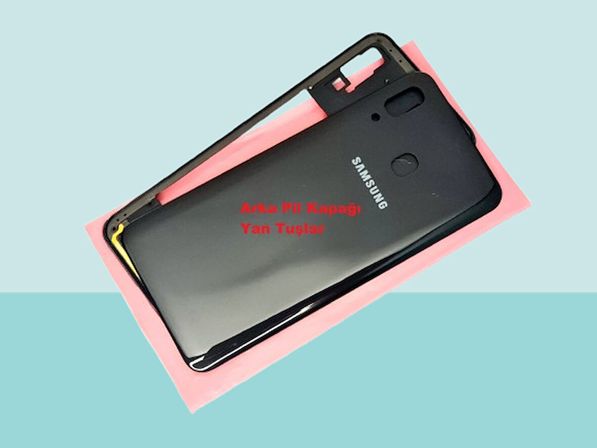 Tkgz - Samsung Galaxy A20 A 205 FULL KASA Arka Kapak Batarya Kapağı - SİYAH