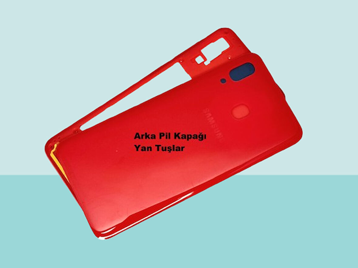 Tkgz - Samsung Galaxy A20 A 205 FULL KASA Arka Kapak Batarya Kapağı - KIRMIZI