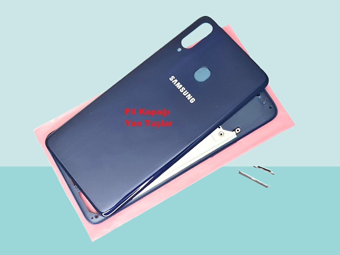 Tkgz - Samsung Galaxy A20S FULL KASA Arka Kapak Batarya Kapağı - MAVİ
