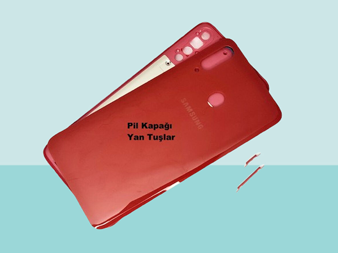 Tkgz - Samsung Galaxy A20S FULL KASA Arka Kapak Batarya Kapağı - KIRMIZI