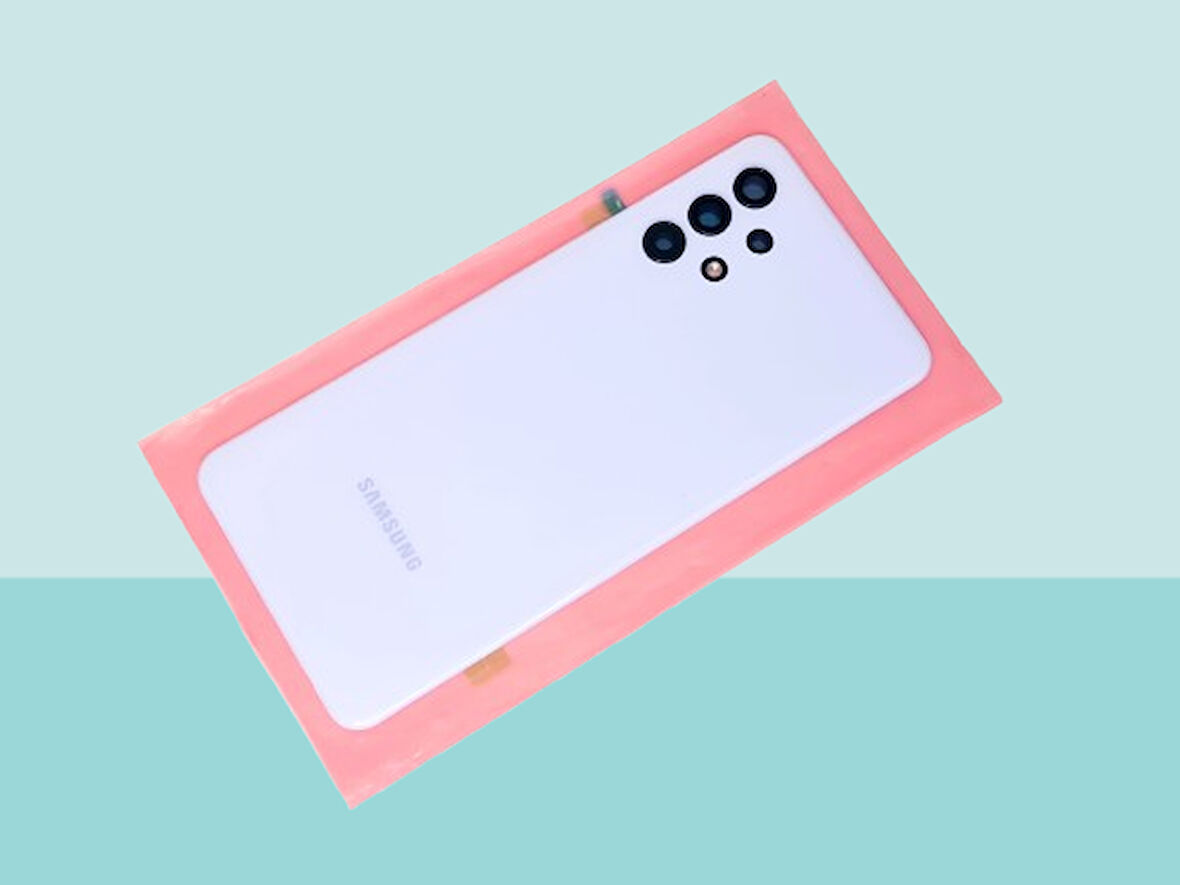 Tkgz - Samsung Galaxy A32 A325 Arka Kapak Batarya Kapağı (Cam Full Lensli) - MAVİ