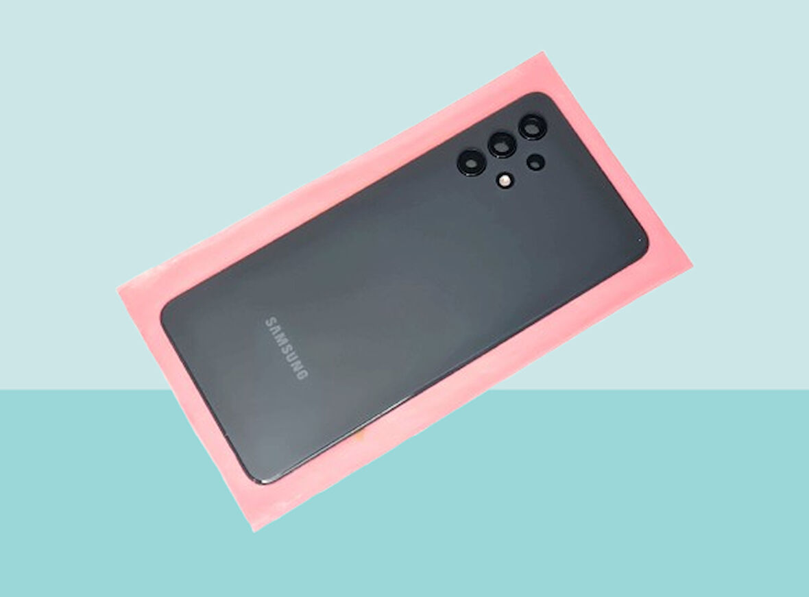 Tkgz - Samsung Galaxy A32 A325 Arka Kapak Batarya Kapağı (Cam Full Lensli) - SİYAH