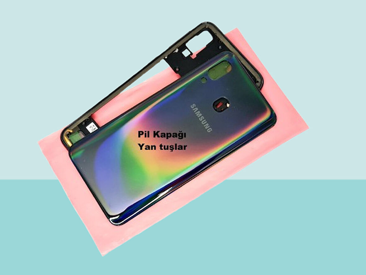 Tkgz - Samsung Galaxy A40 A 405 FULL KASA Arka Kapak Batarya Kapağı - SİYAH