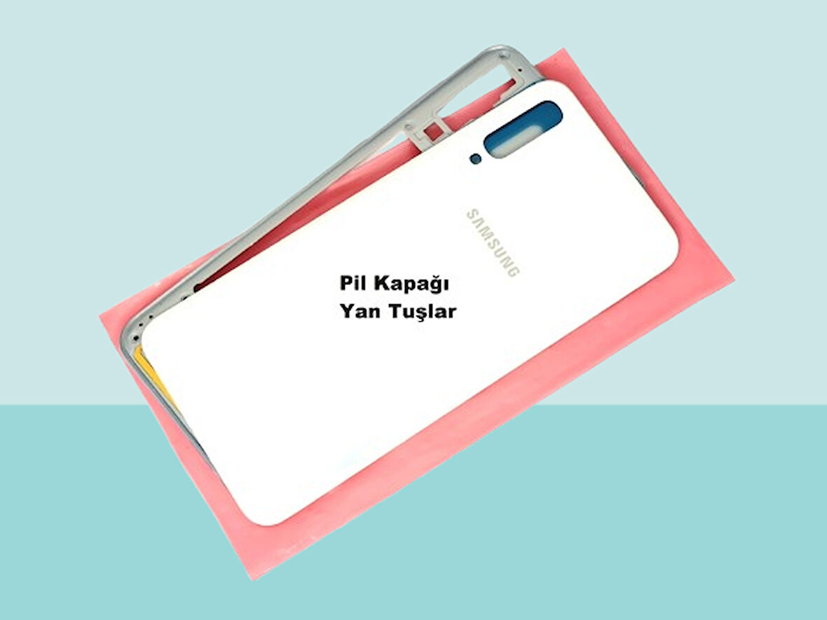 Tkgz - Samsung Galaxy A50 A505 FULL KASA Arka Kapak Batarya Kapağı - BEYAZ