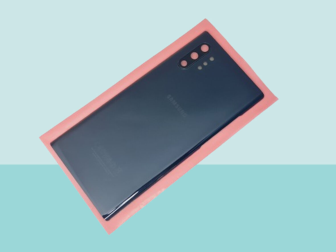 Tkgz - Samsung Galaxy NOTE 10 PLUS Arka Kapak Batarya Kapağı (Cam Full Lensli) - SİYAH