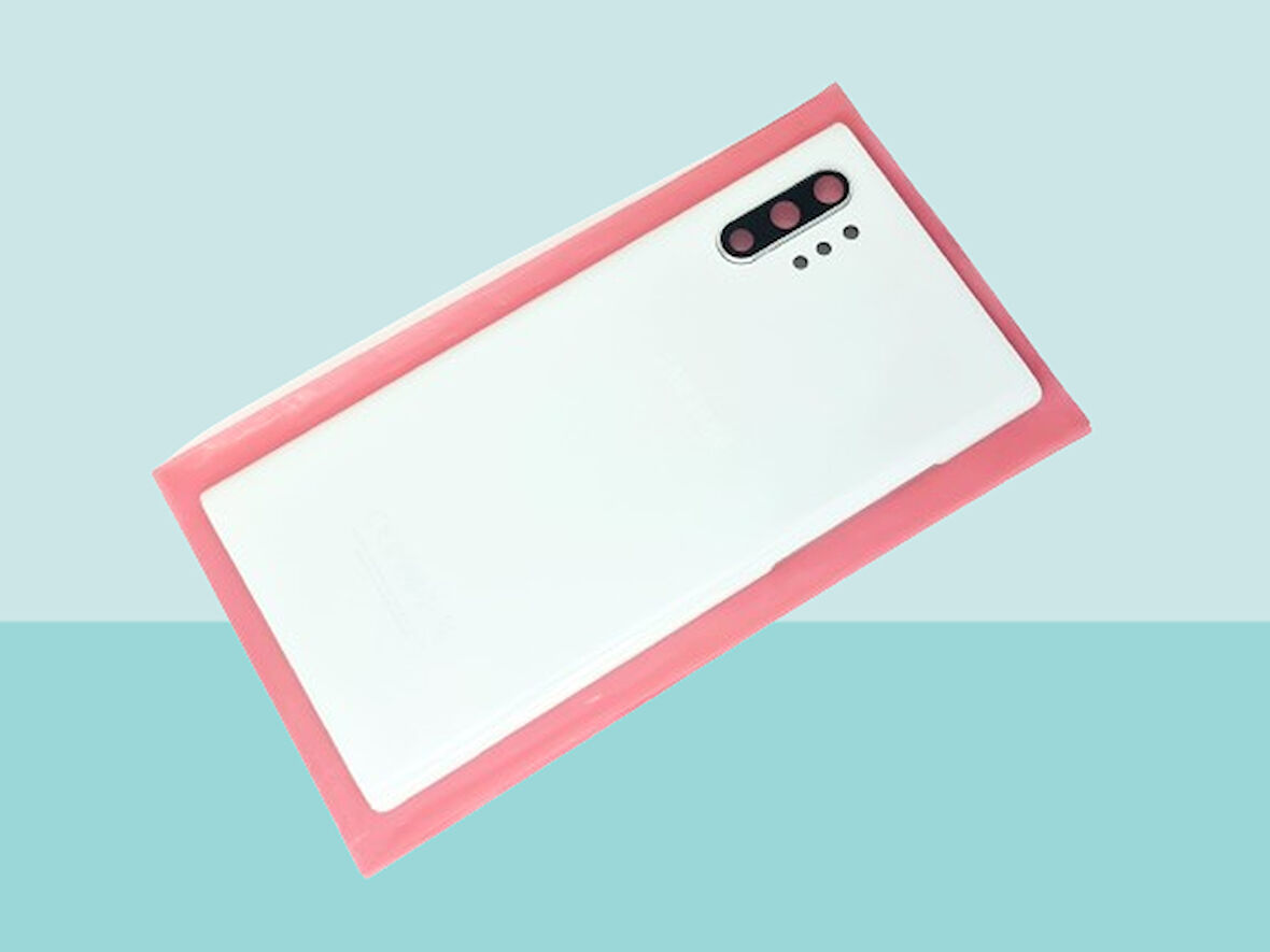 Tkgz - Samsung Galaxy NOTE 10 PLUS Arka Kapak Batarya Kapağı (Cam Full Lensli) - BEYAZ