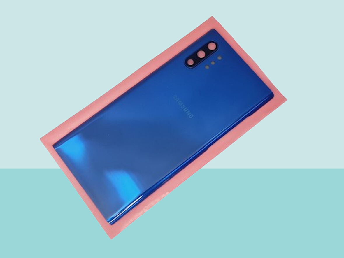 Tkgz - Samsung Galaxy NOTE 10 PLUS Arka Kapak Batarya Kapağı (Cam Full Lensli) - MAVİ